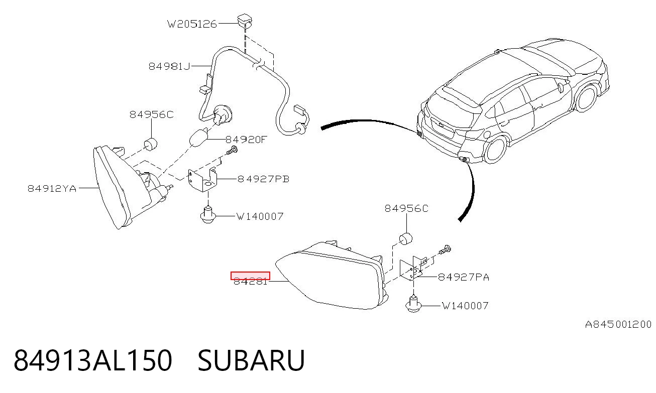 84913AL150 Subaru Faro antiniebla derecho