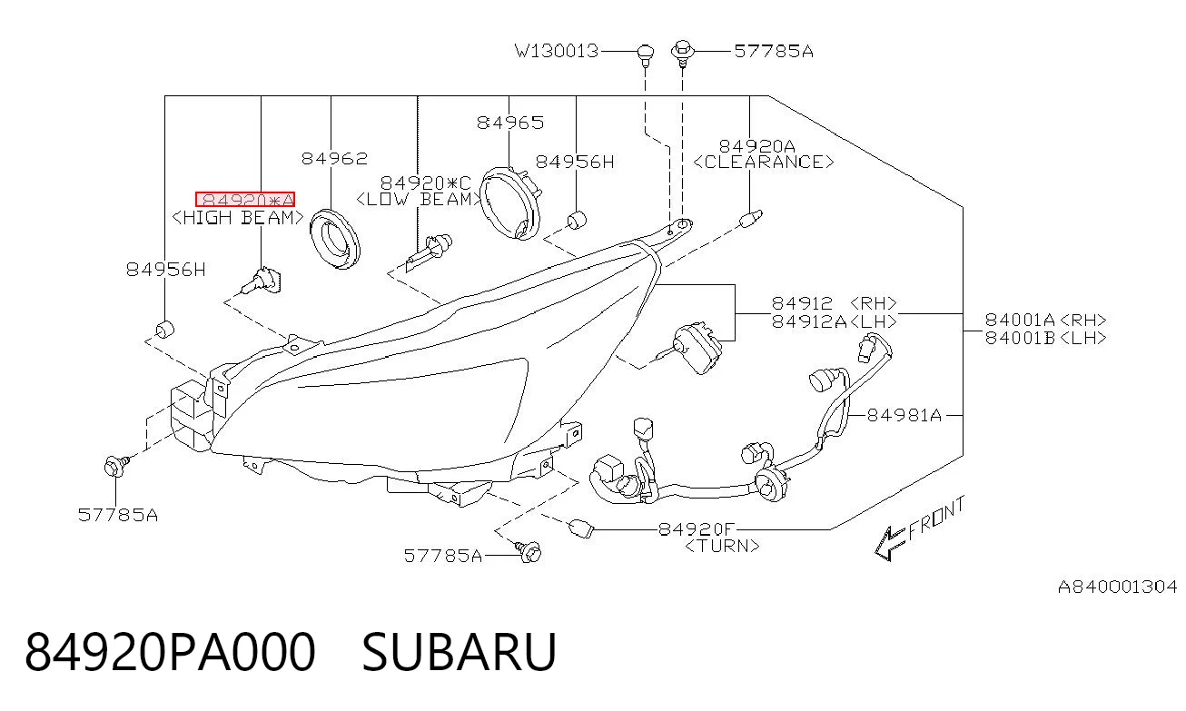 84920PA000 Subaru Bombilla halógena de luz larga