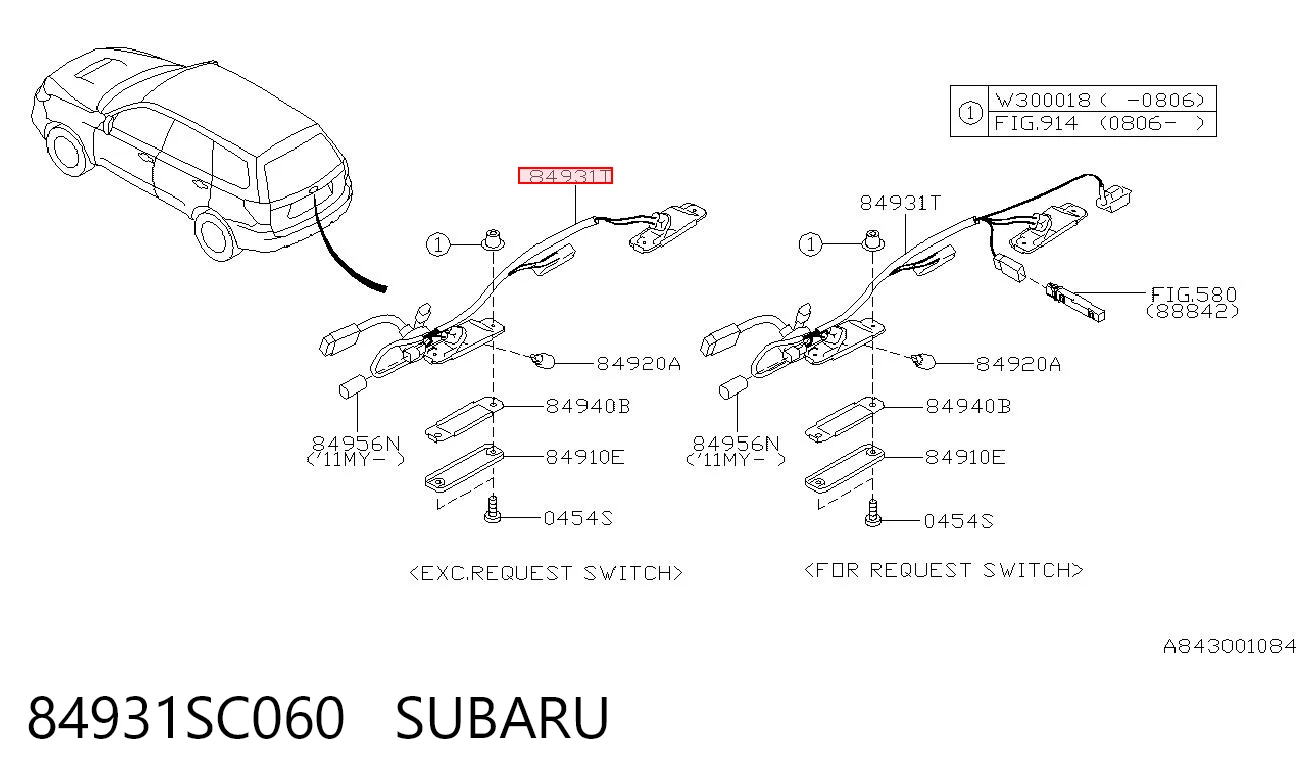 84931SC060 Subaru Carcasa de luz de matrícula