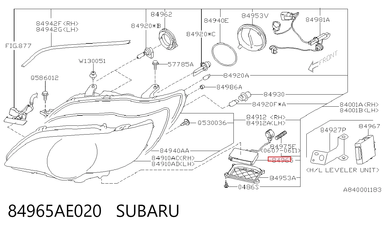 84965AE020 Subaru Centralita, faros xenon