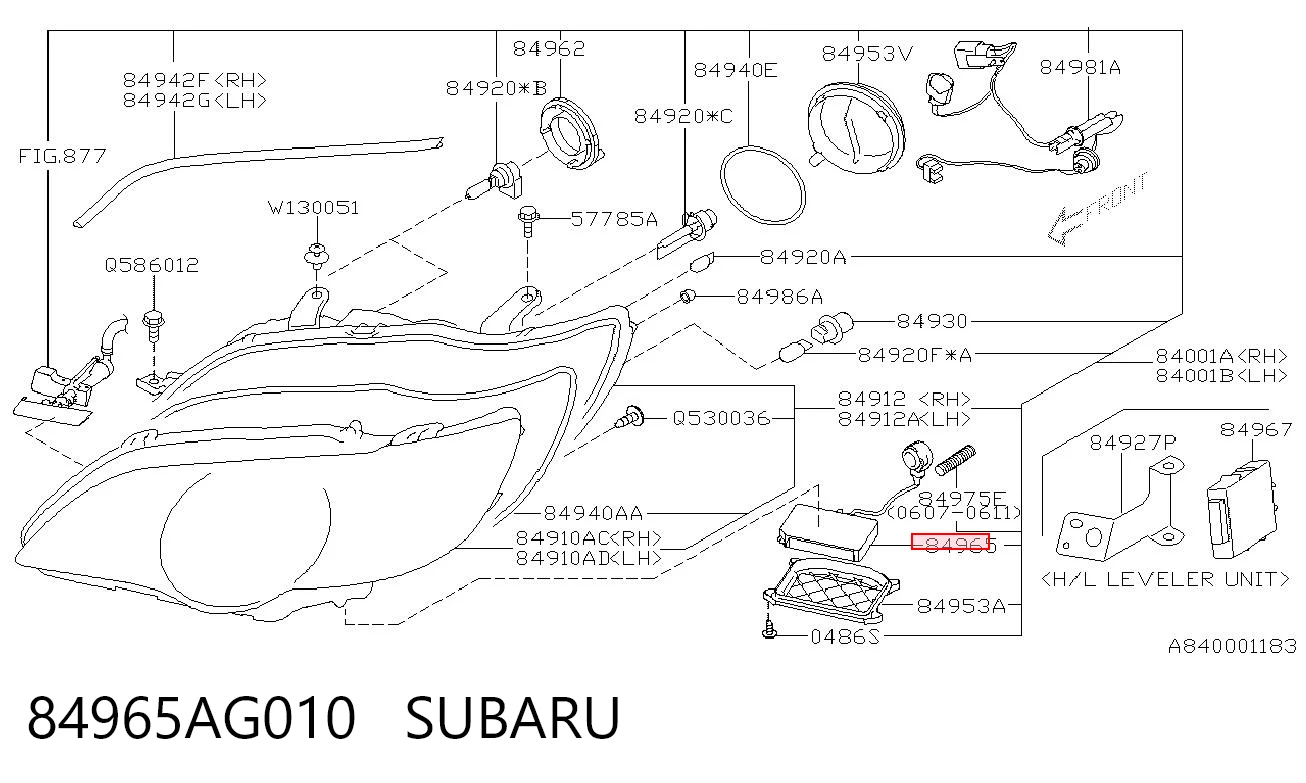 84965AG010 Subaru Centralita, faros xenon