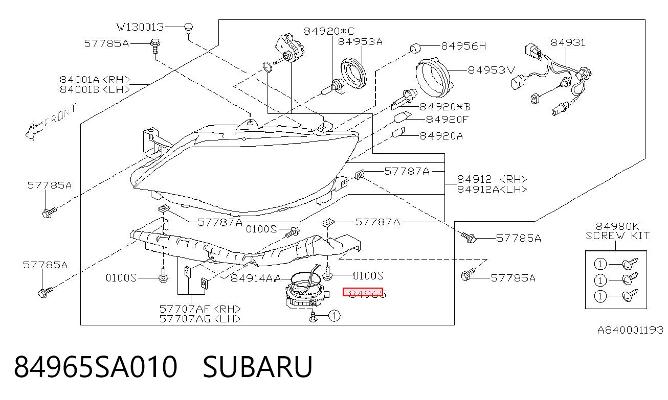 84965SA010 Subaru Unidad de control de xenón