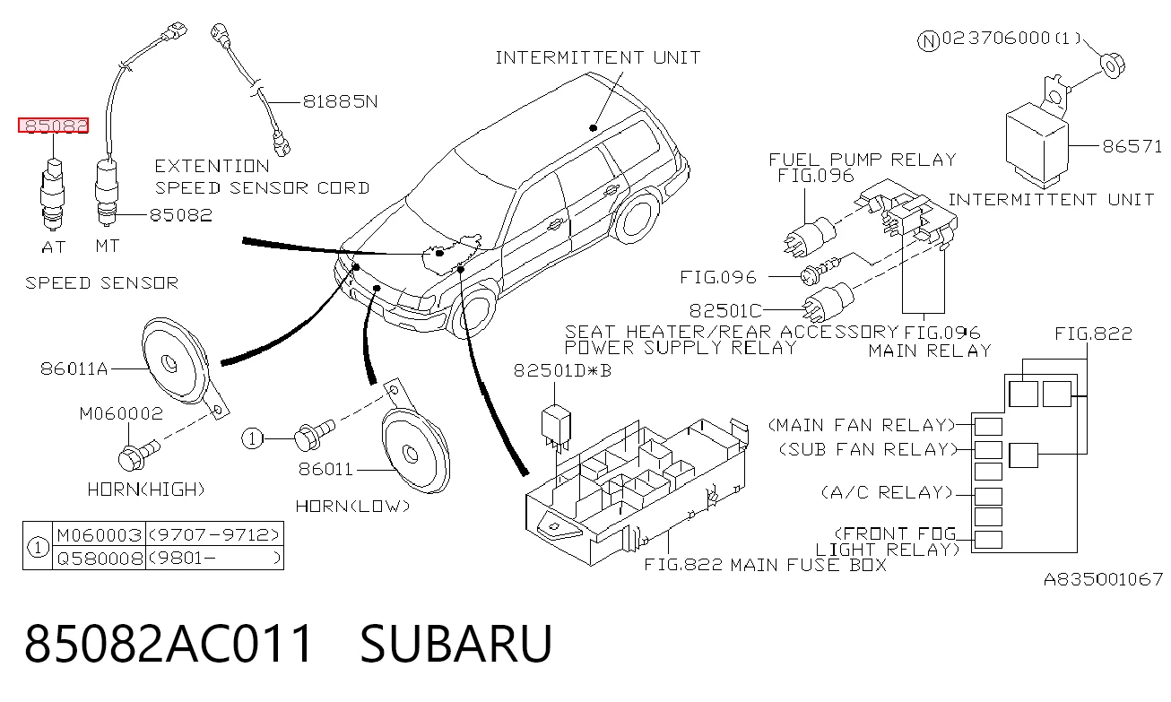 Captador de velocidad Subaru Forester I (1997-2002)