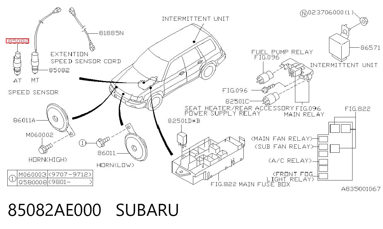 85082AE000 Subaru Captador de velocidad