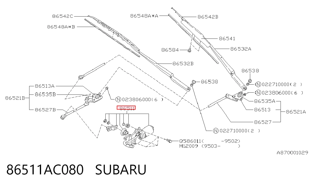 Motor limpiaparabrisas para Subaru Legacy II BD, BG