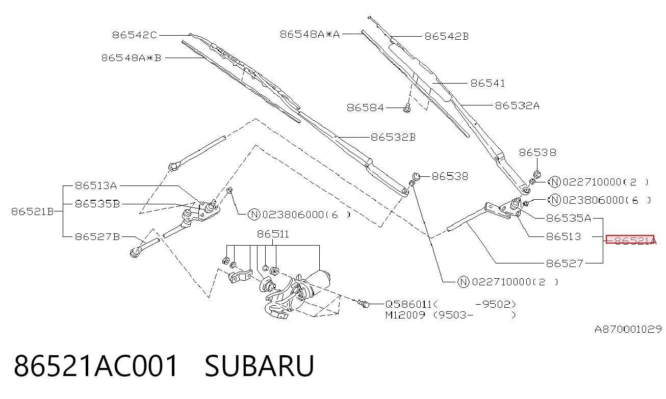 86521AC001 Subaru Trapezoide de limpiaparabrisas izquierdo