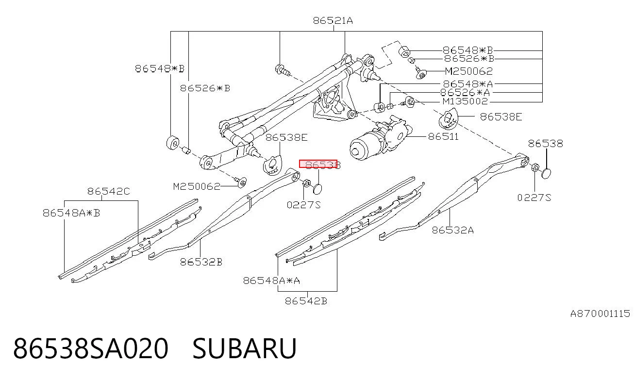 86538SA020 Subaru Tapa de la tuerca de fijación del brazo del limpiaparabrisas delantero