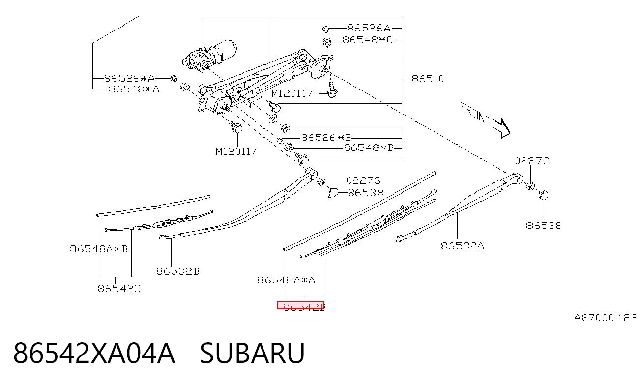 86542XA04A Subaru Limpiaparabrisas delantera conductor