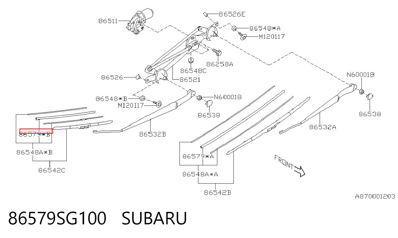 86579SG100 Subaru Goma de la escobilla del limpiaparabrisas del lado del conductor