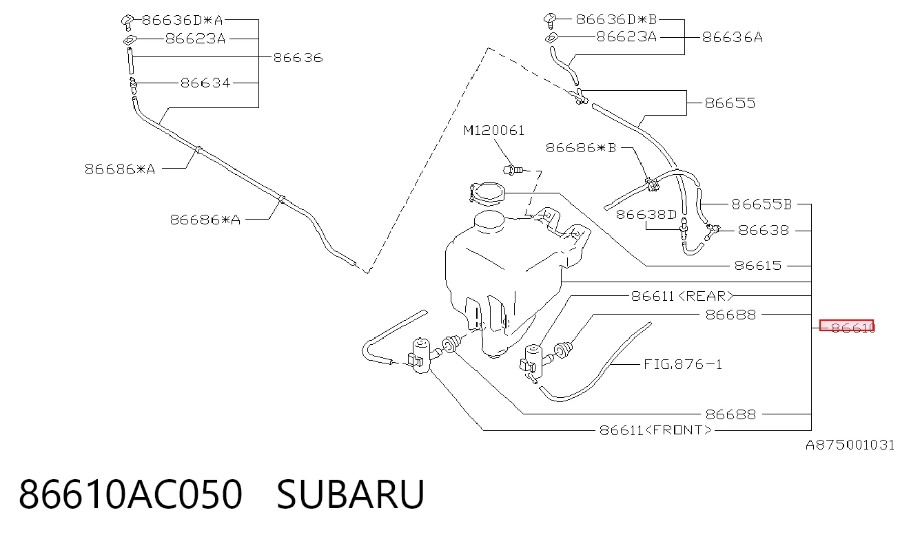 Depósito de limpiaparabrisas para Subaru Legacy BD, BG