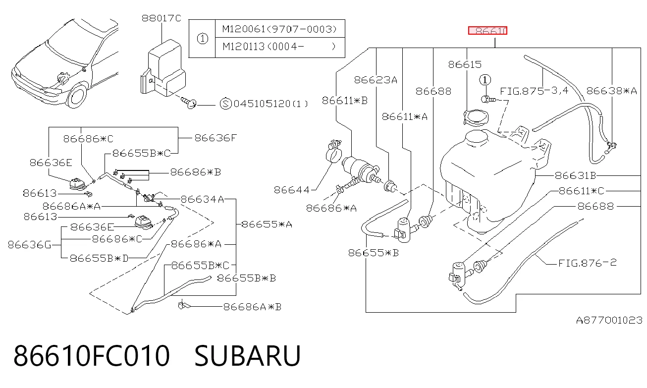 Botella limpiaparabrisas Subaru Forester I (1997-2002)