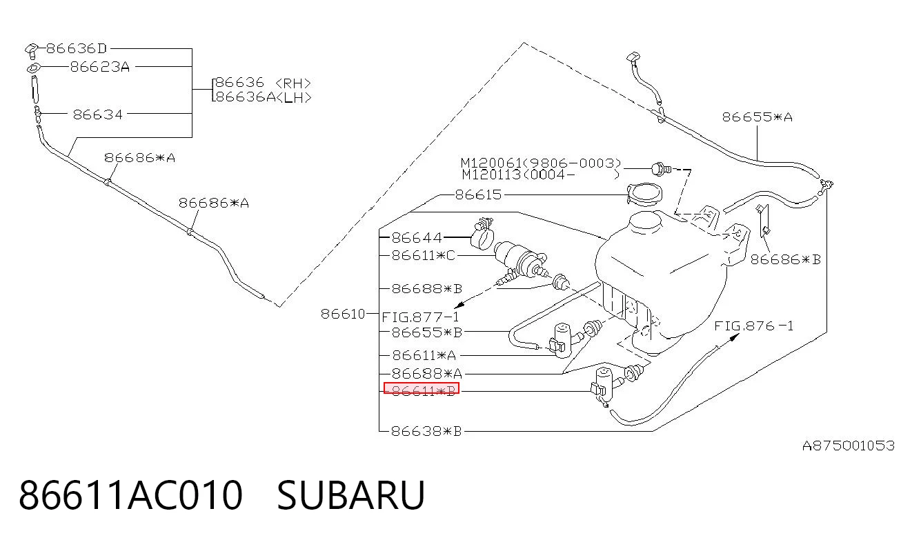 86611AC010 Subaru Bomba-motor del lavaparabrisas trasero