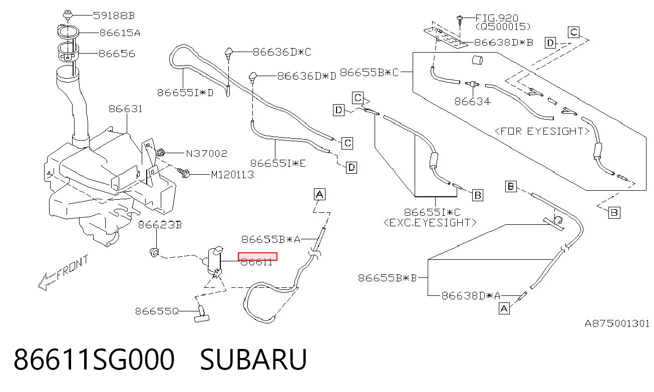 86611SG000 Subaru Bomba-motor de limpiaparabrisas delantero/trasero