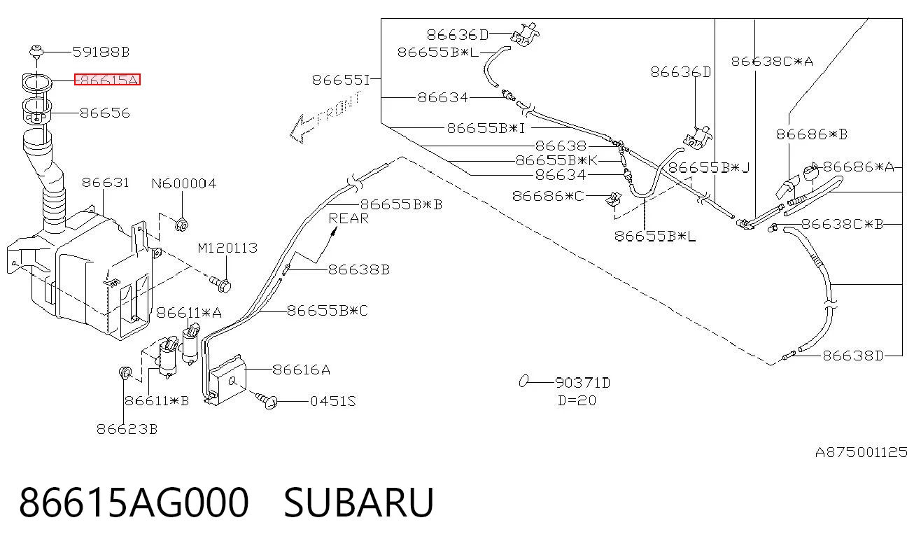 86615AG000 Subaru Botella limpiaparabrisas
