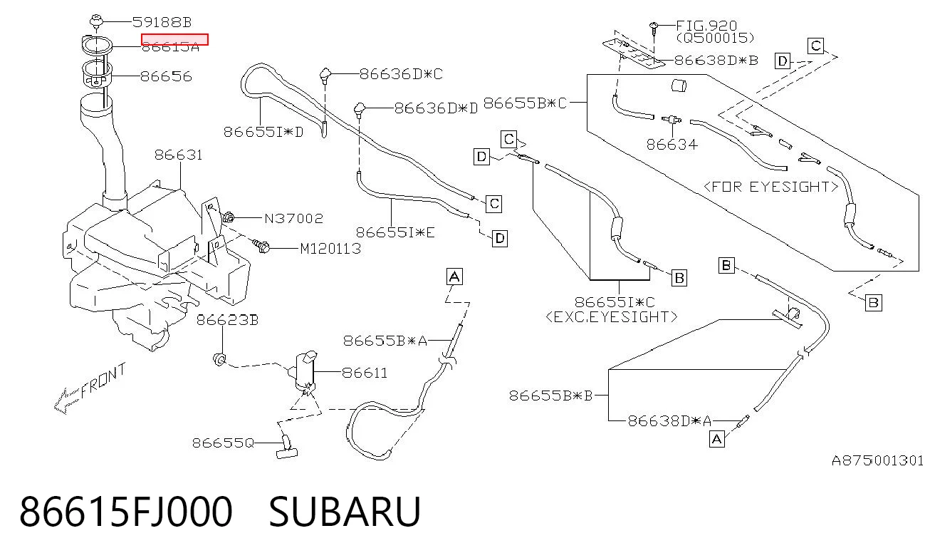 86615FJ000 Subaru Botella limpiaparabrisas