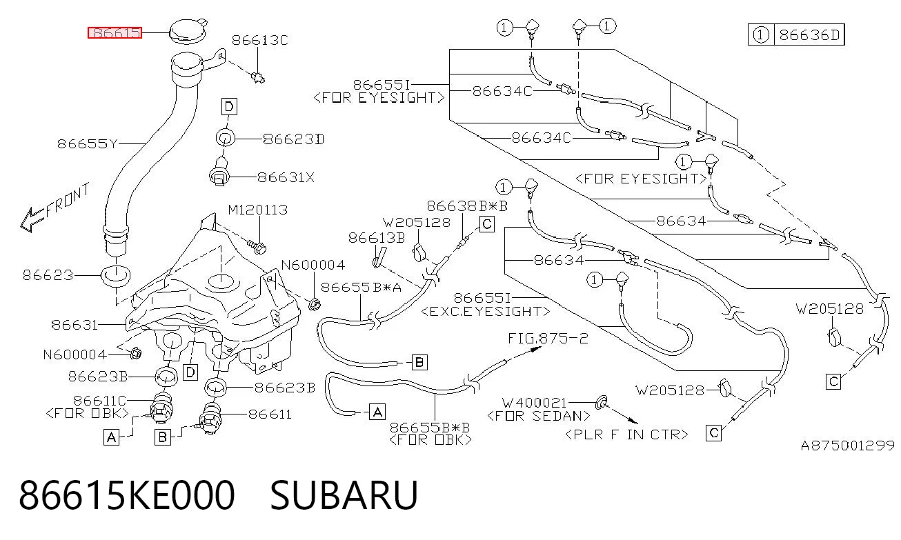 86615KE000 Subaru Botella limpiaparabrisas