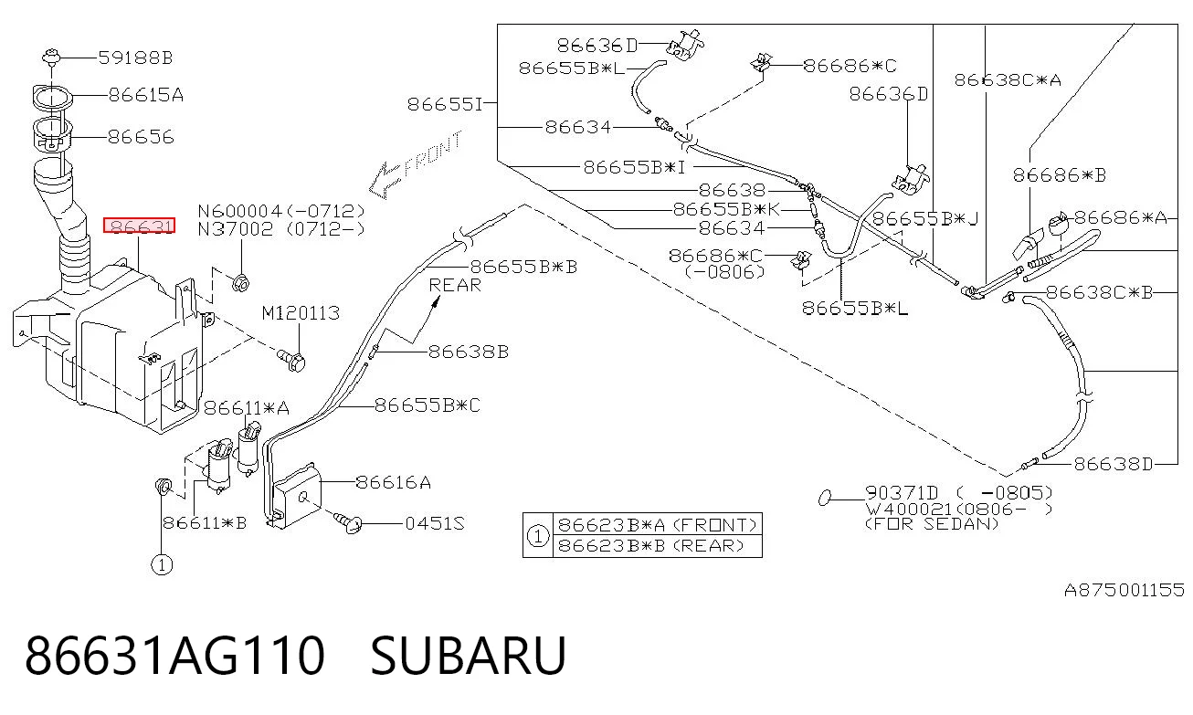 86631AG110 Subaru Botella limpiaparabrisas