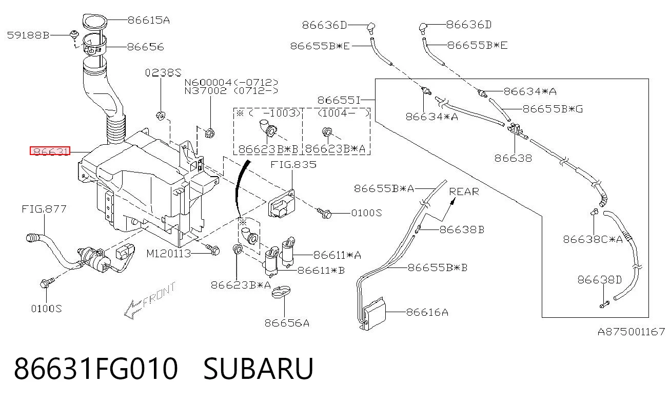 86631FG010 Subaru Botella limpiaparabrisas