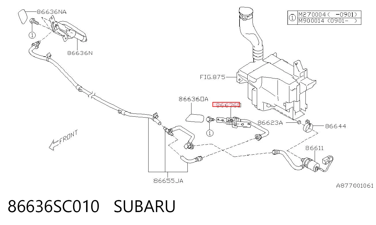 86636SC010 Subaru Boquilla lavafaros, delantera izquierda