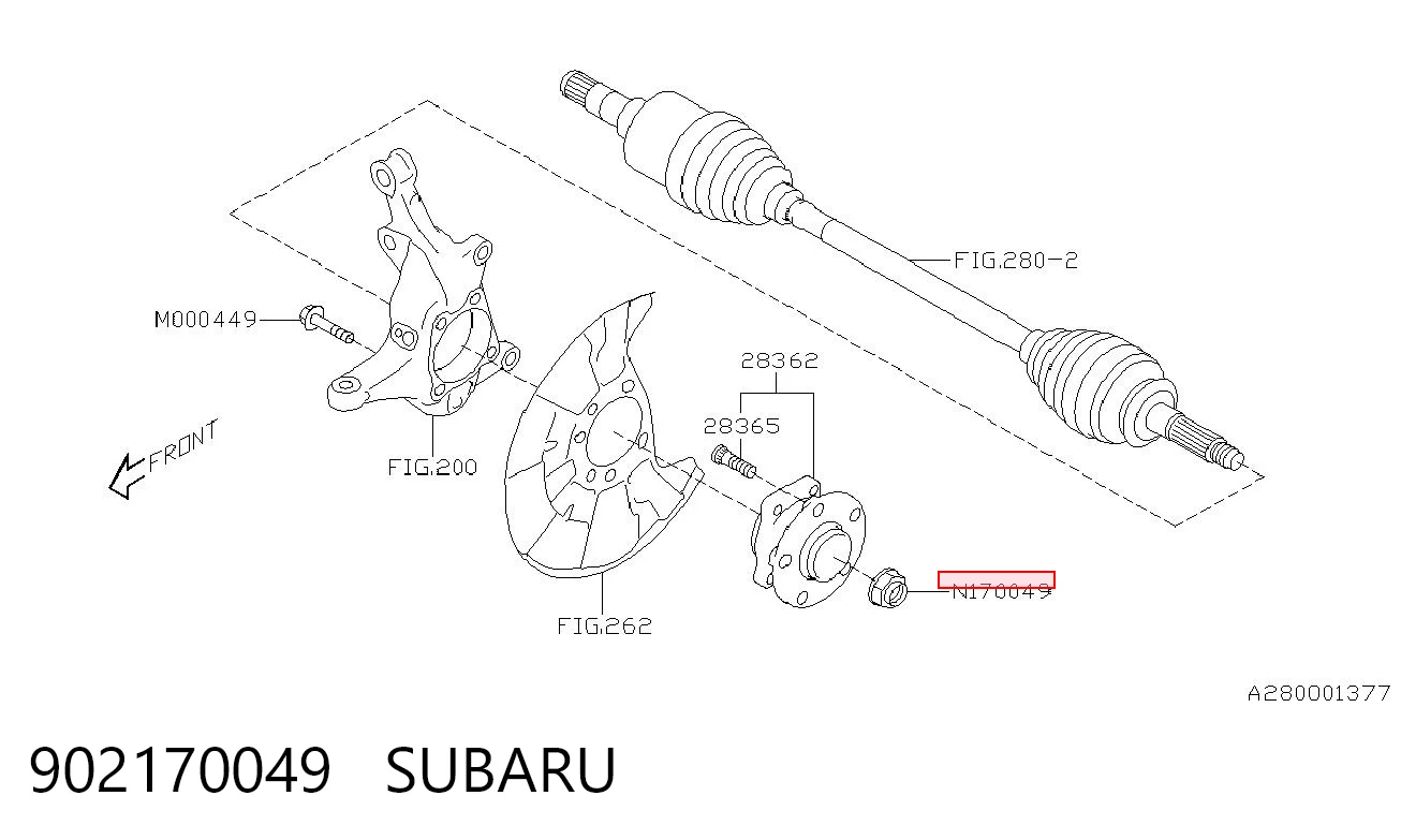 902170049 Subaru Tuerca del cubo de rueda trasera