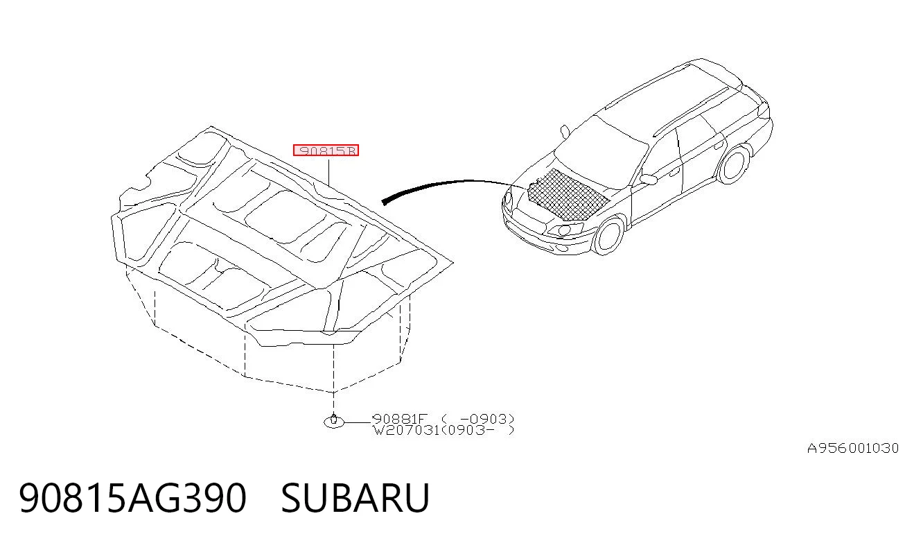 Aislante de capó de motor Subaru Outback (2003-2009)