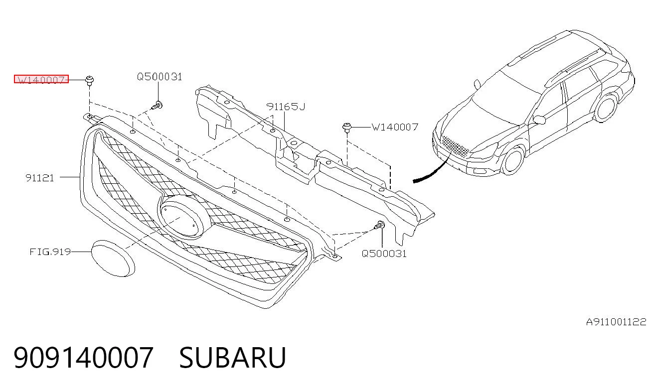 909140007 Subaru Clip de fijación de parachoques trasero
