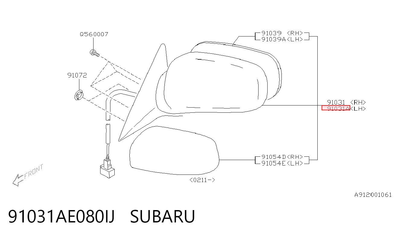 Comprar Espejo retrovisor izquierdo Subaru Outback  B12, BE, BH a bajo precio