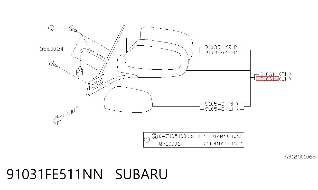 Espejo retrovisor izquierdo para Subaru Impreza II GD
