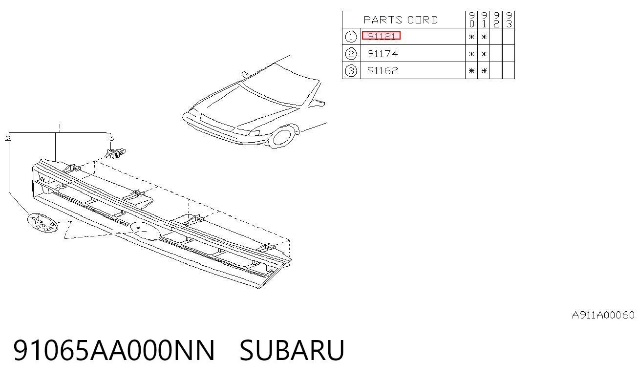 Parrilla para Subaru Legacy BC