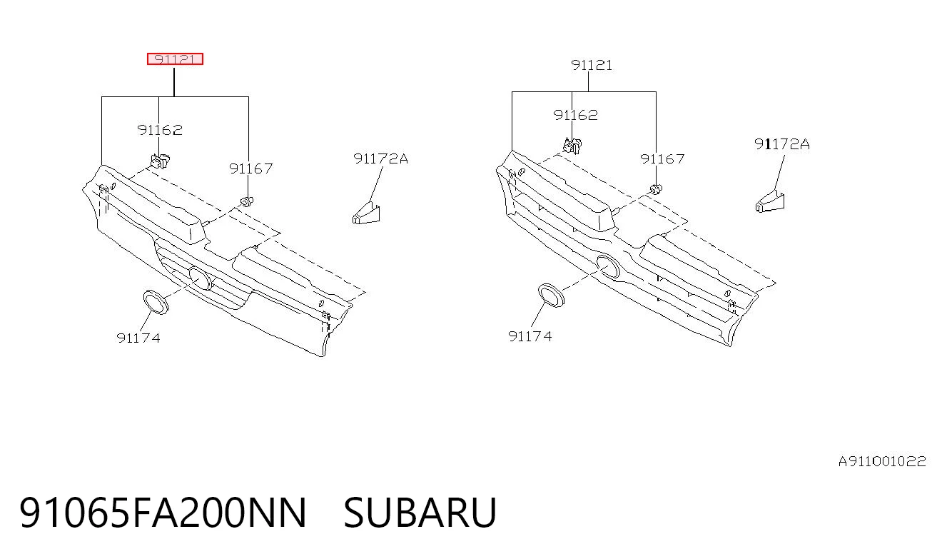 91065FA200NN Subaru Calandra