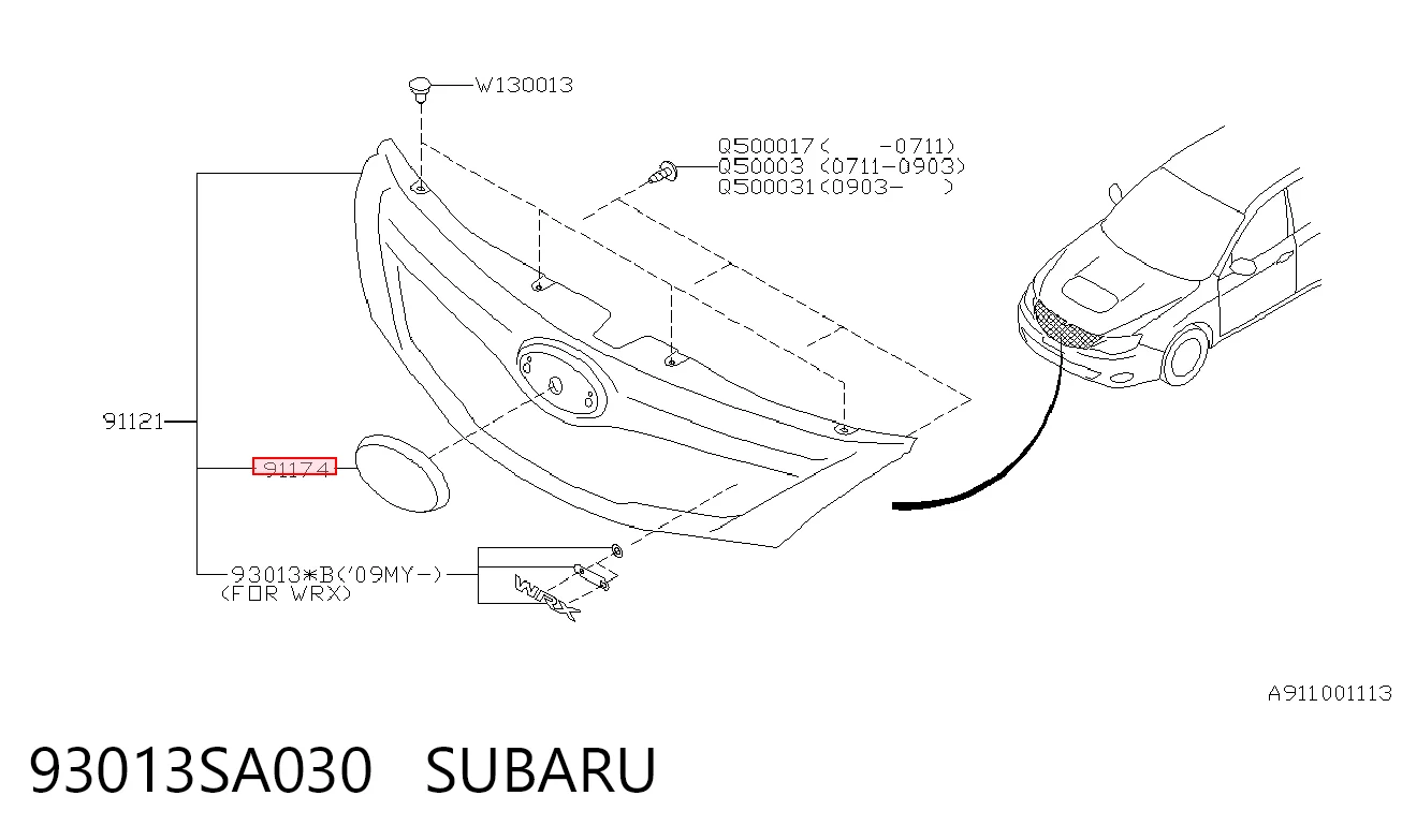 Emblema de la parrilla del radiador 93013SA030 SUBARU