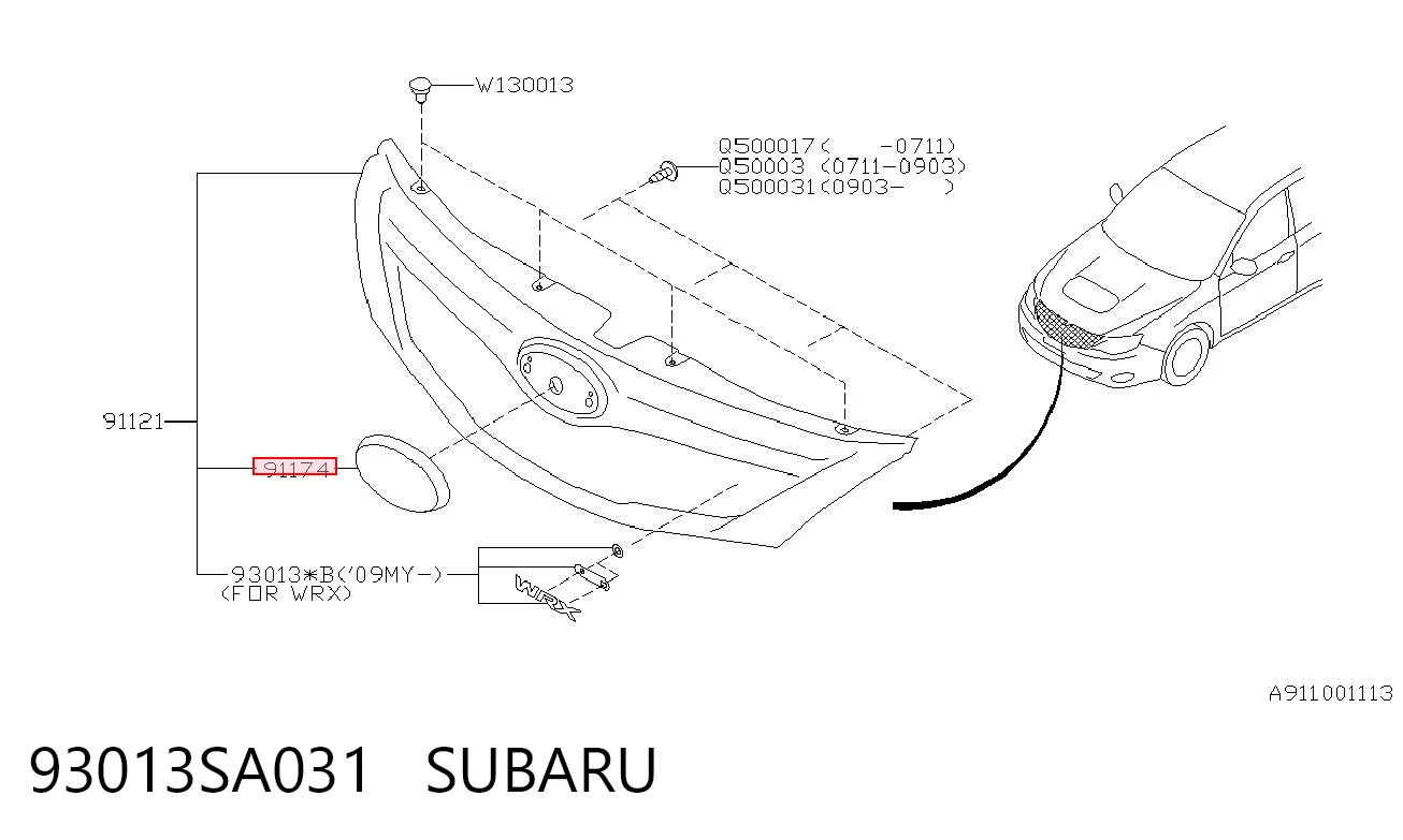 Emblema de la parrilla del radiador 93013SA031 SUBARU