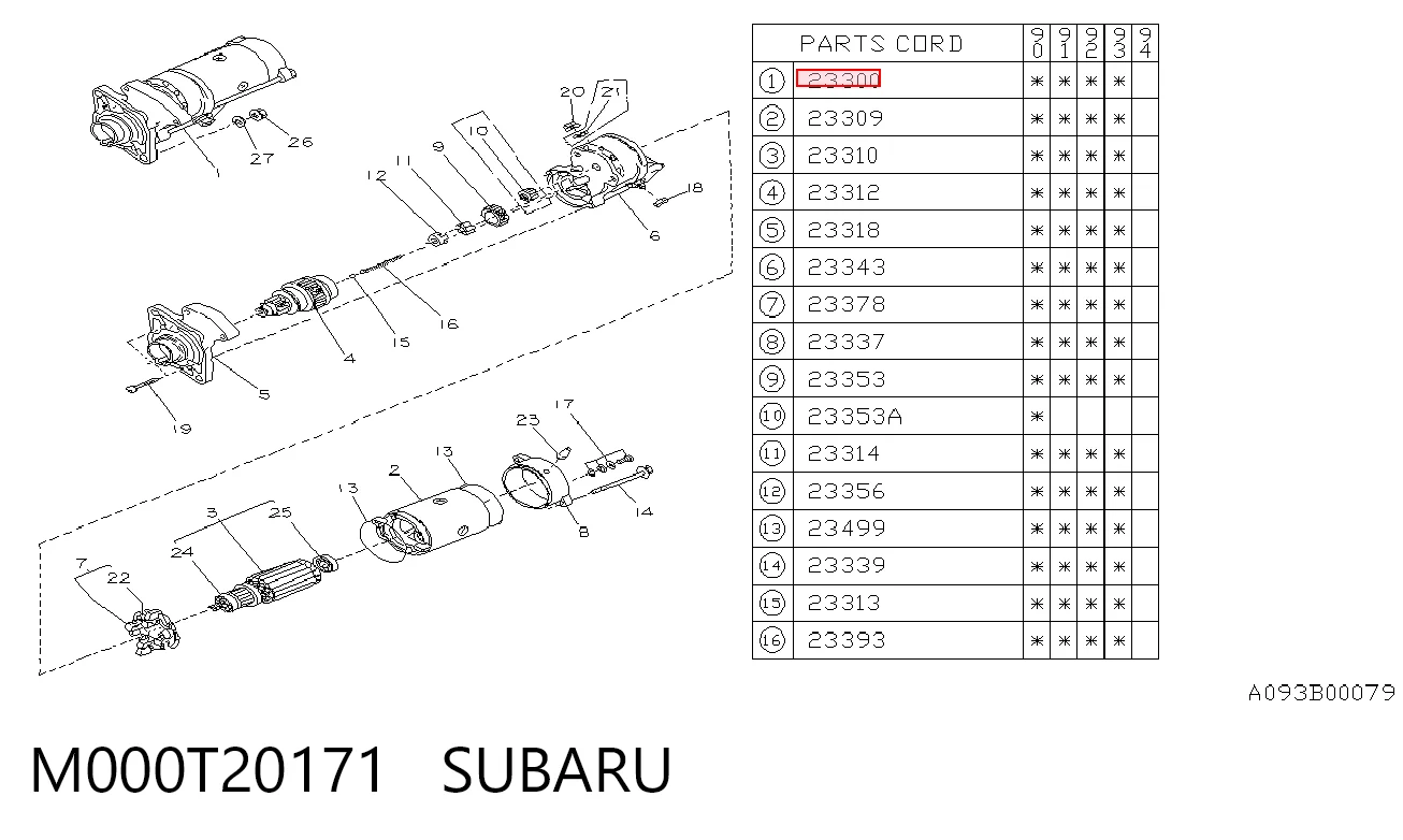 M000T20171 Subaru Arranque motores