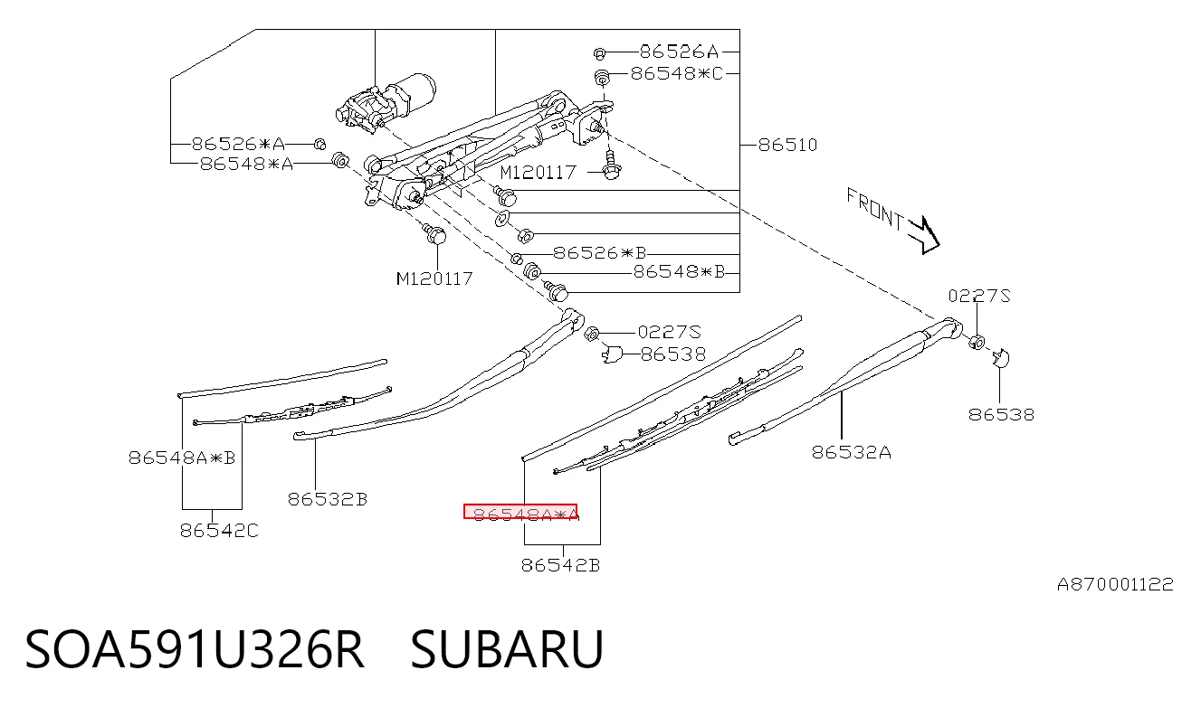 SOA591U326R Subaru Goma de la escobilla del limpiaparabrisas del lado del conductor