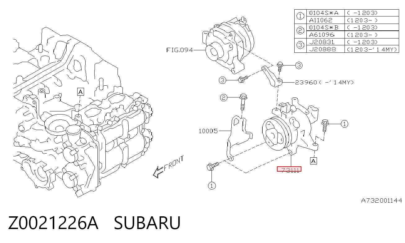Z0021226A Subaru Compresor climatizador