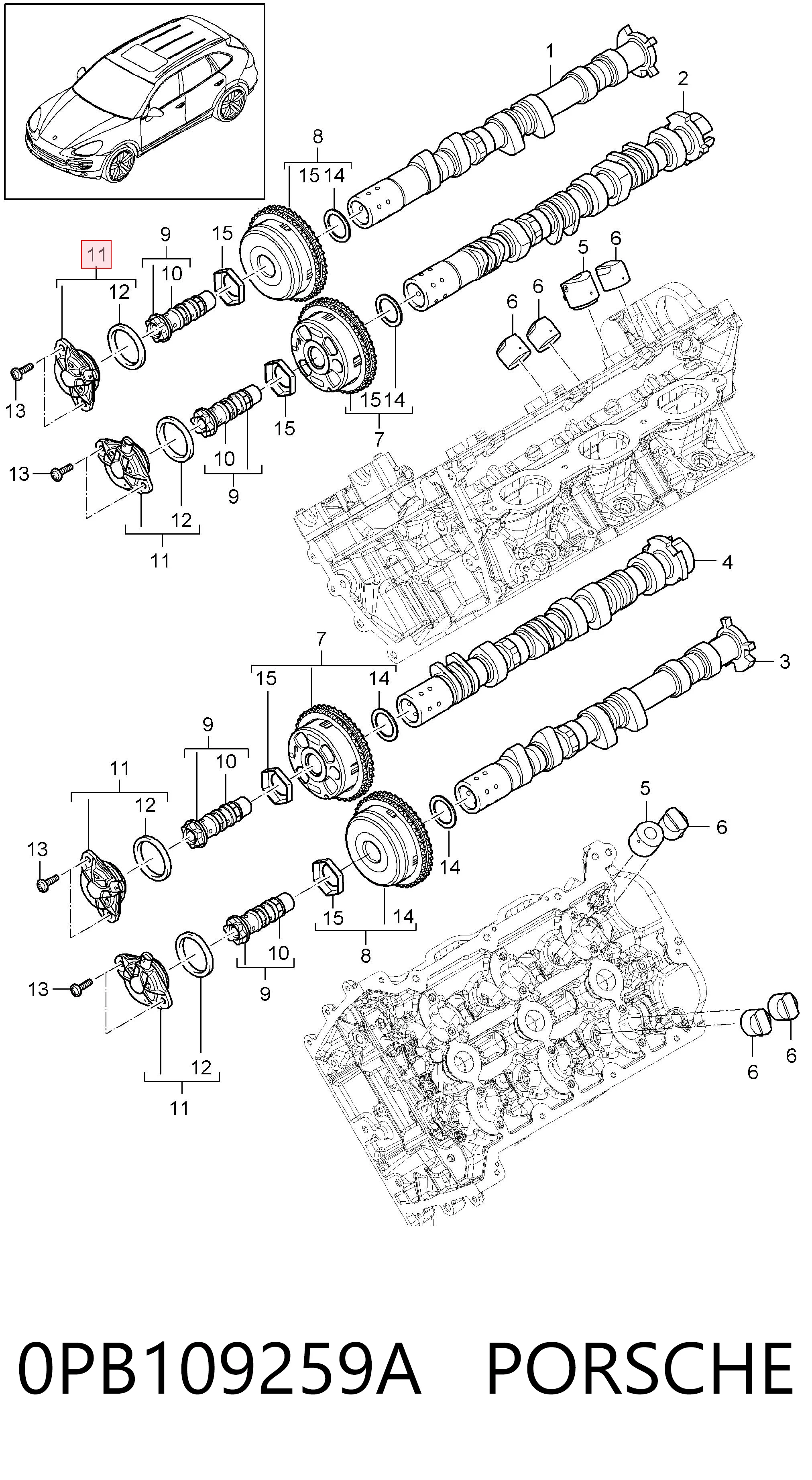 Válvula control, ajuste de levas para Porsche 911 Targa 991