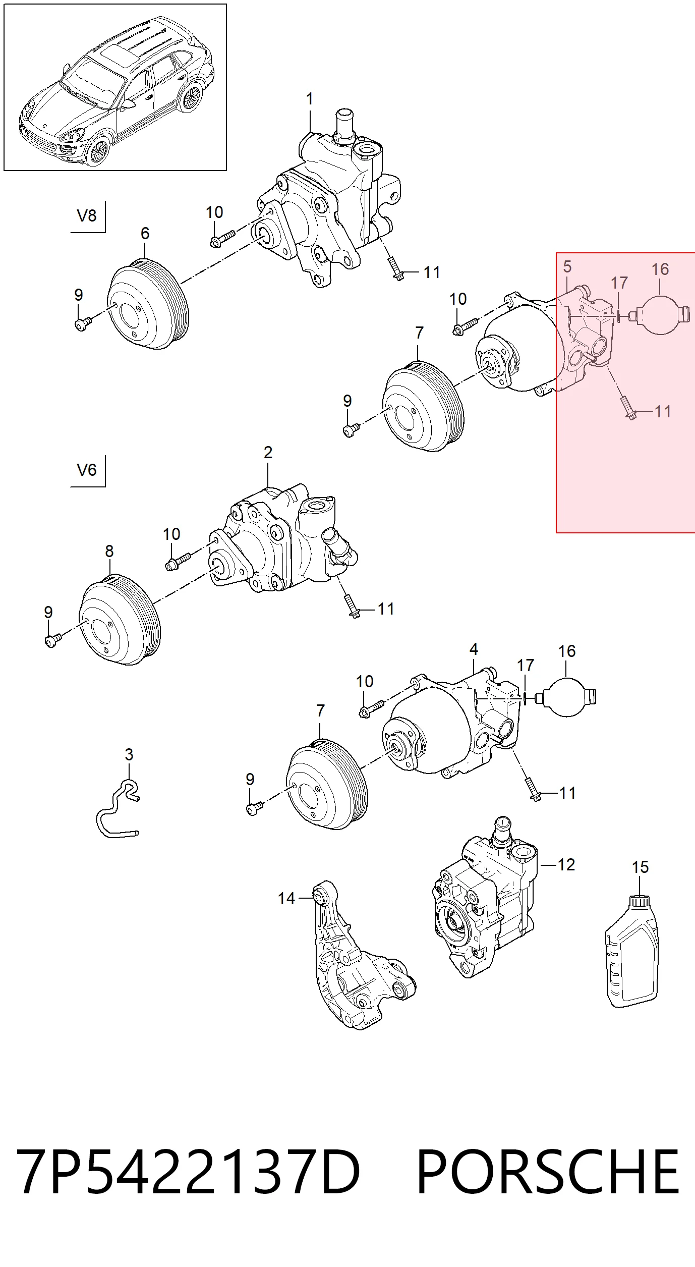 7P5422137D Porsche Bomba hidráulica de dirección