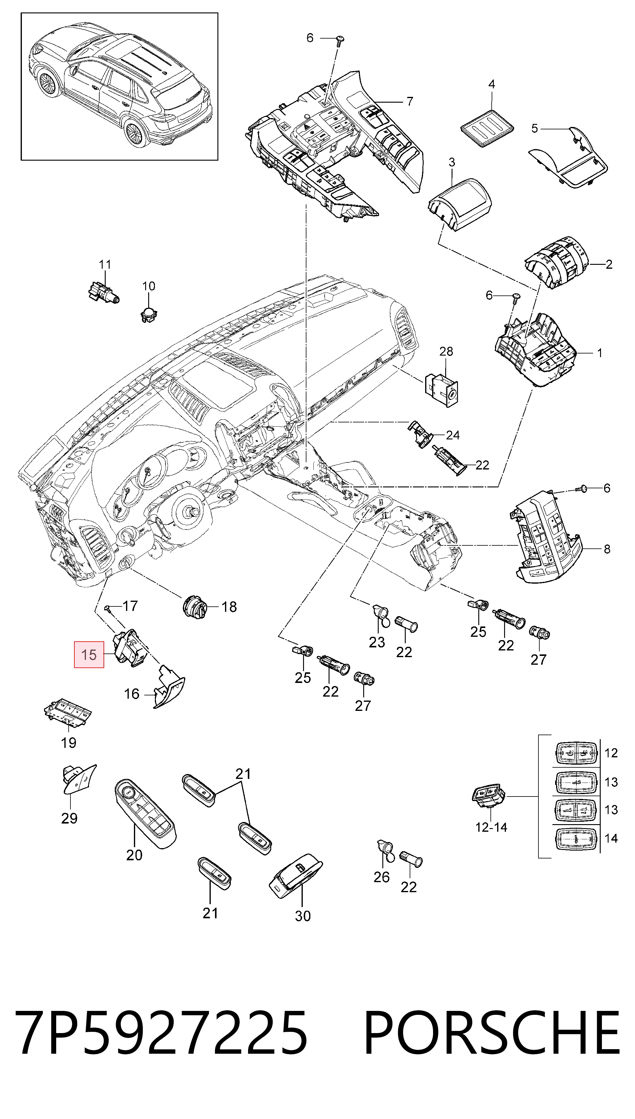 Interruptor del freno de estacionamiento electromecánico VAG 95861325100 precio, desde 42,11 EUR