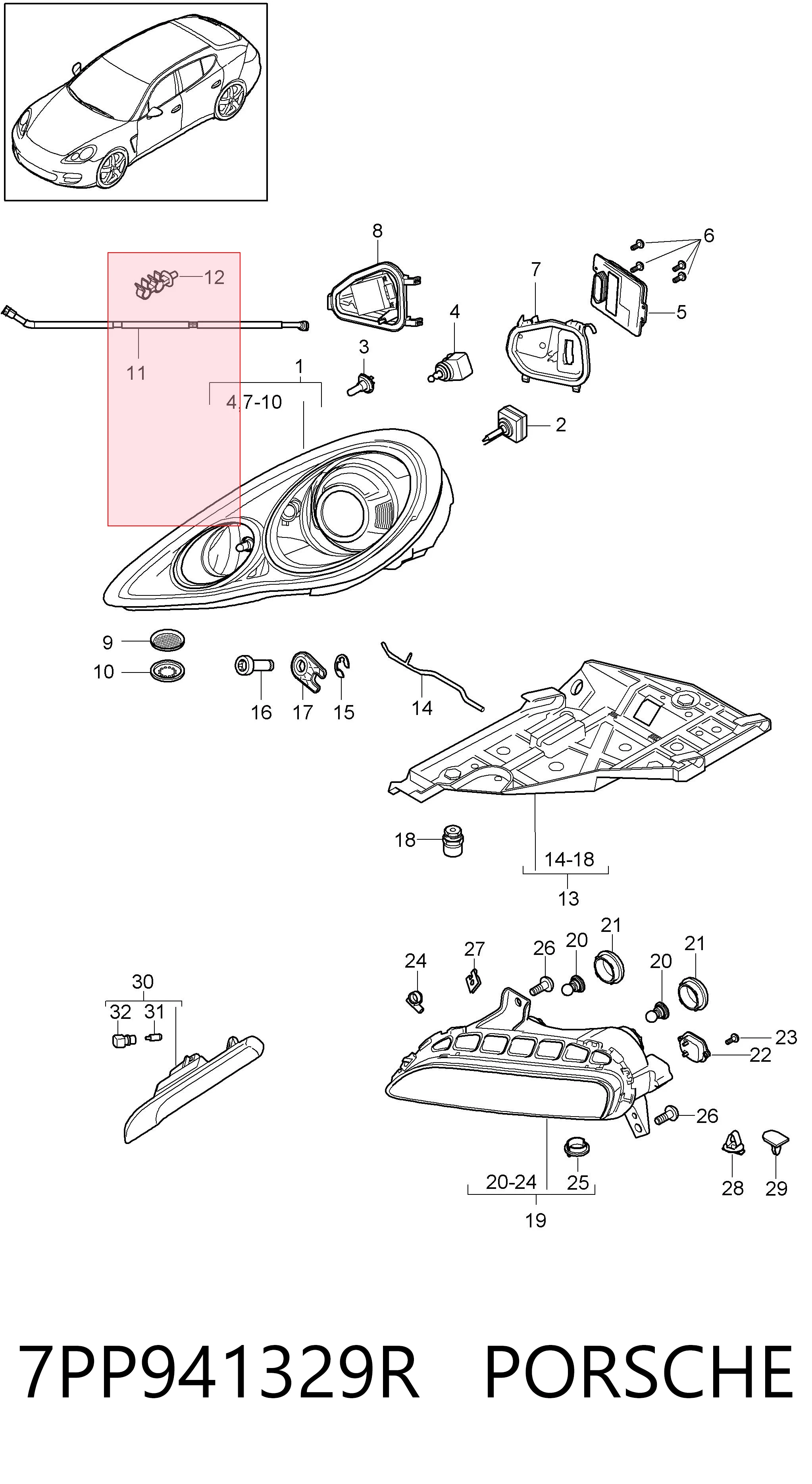 7PP941329R Porsche Módulo de control de iluminación adaptativa (ECU)