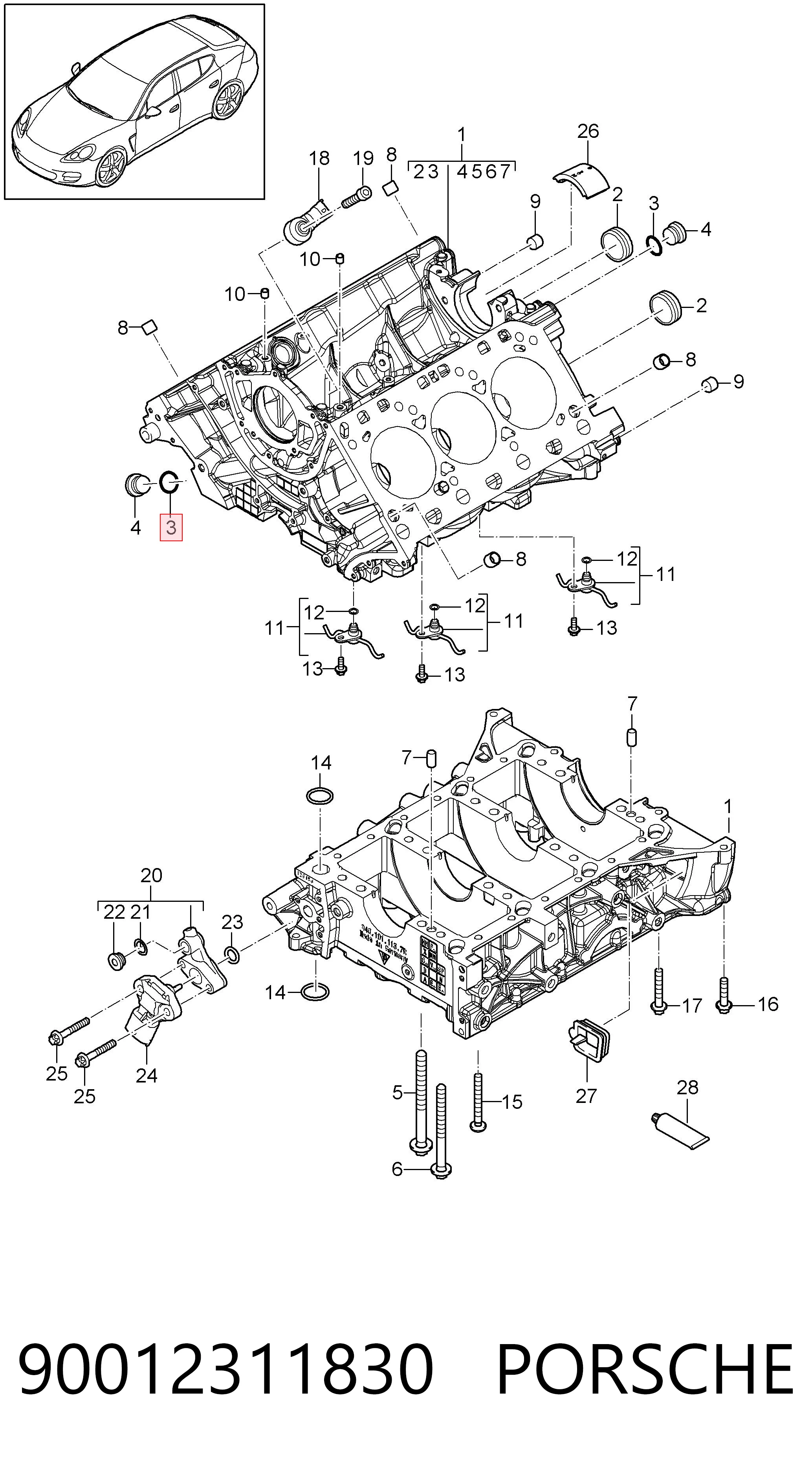 90012311830 Porsche Junta del tensor de la cadena de distribución
