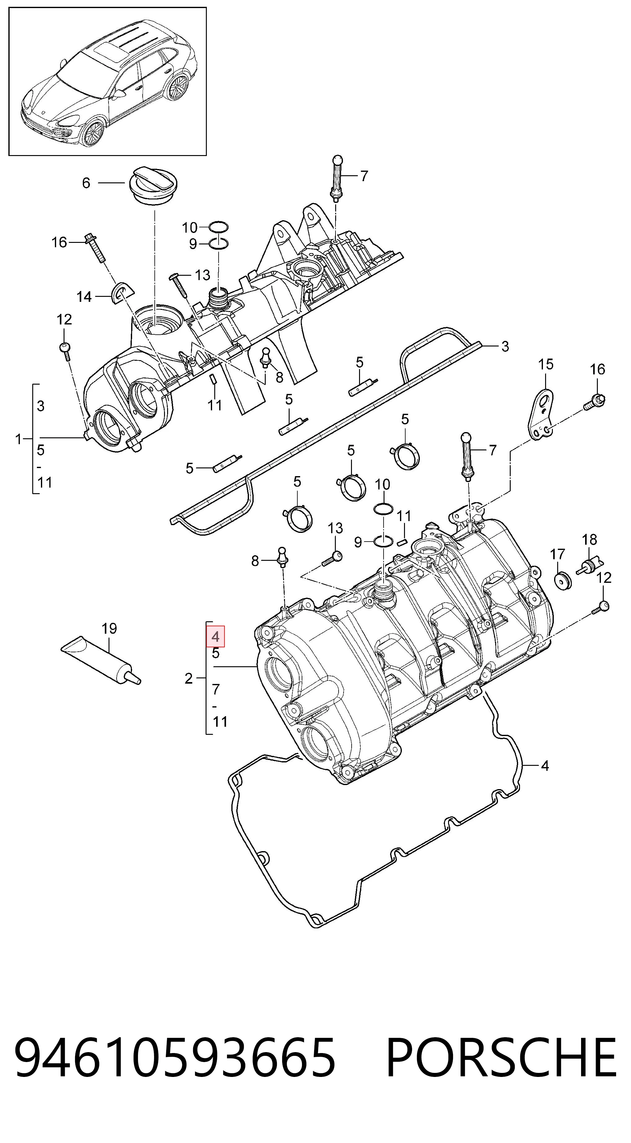 94610593665 VAG Juego derecho de junta de tapa de válvulas del motor