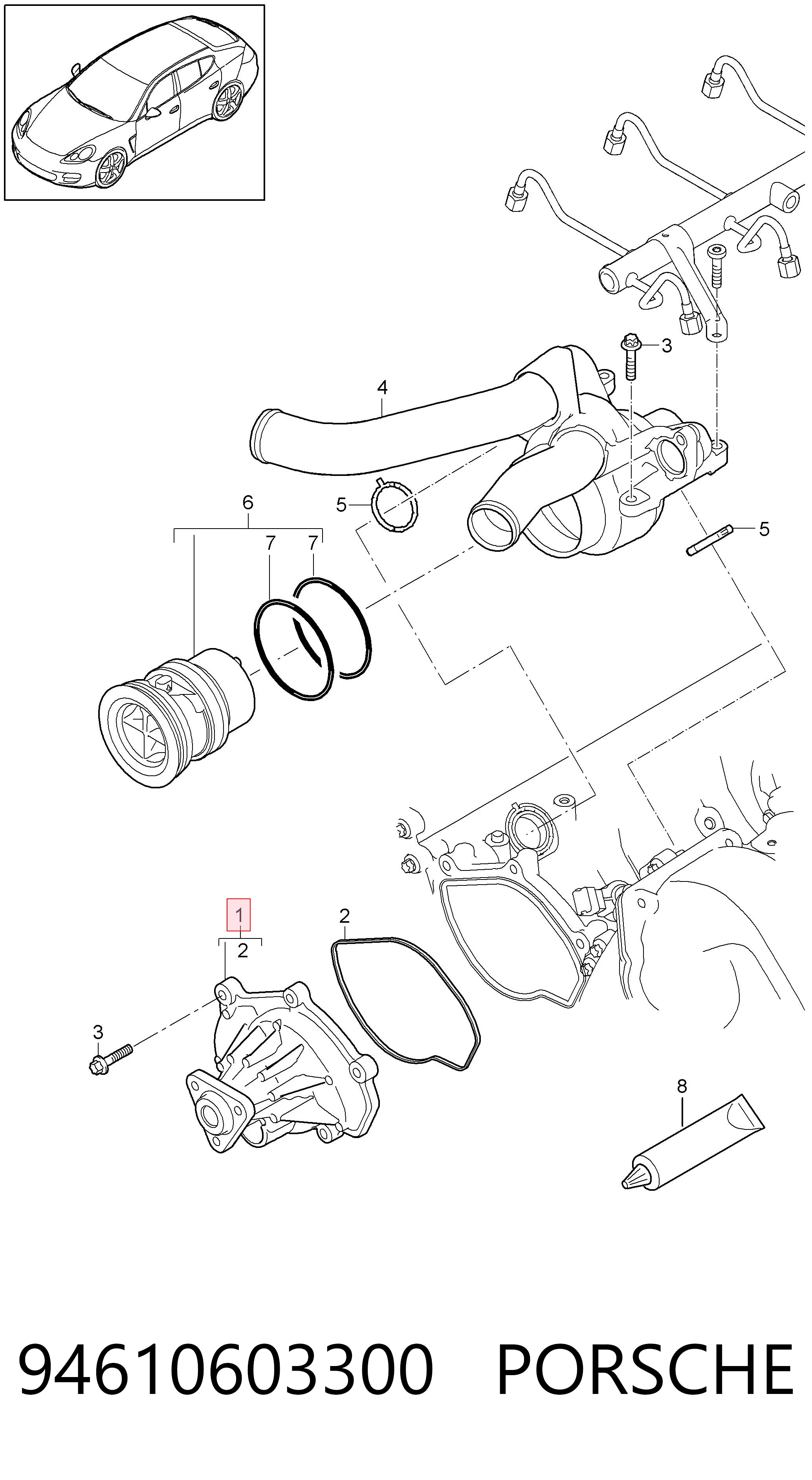 94610603300 Porsche Bomba refrigerante coche
