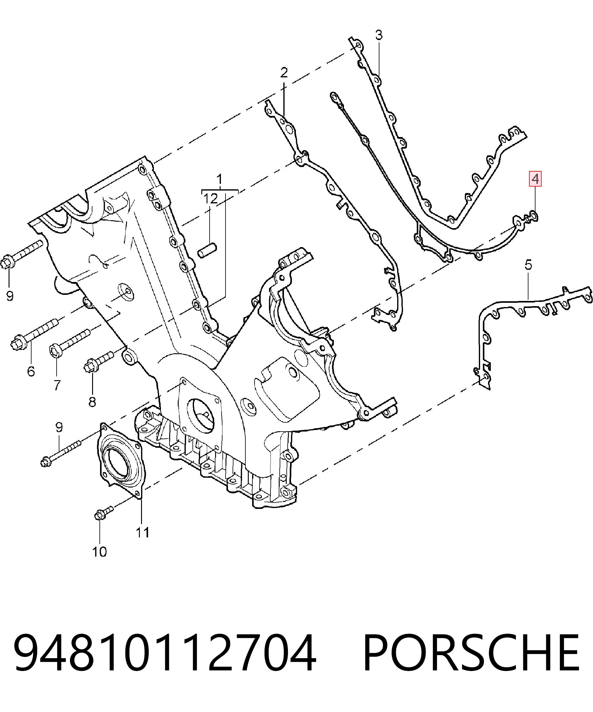 Junta de tapa frontal del motor en V para Porsche Cayenne  955