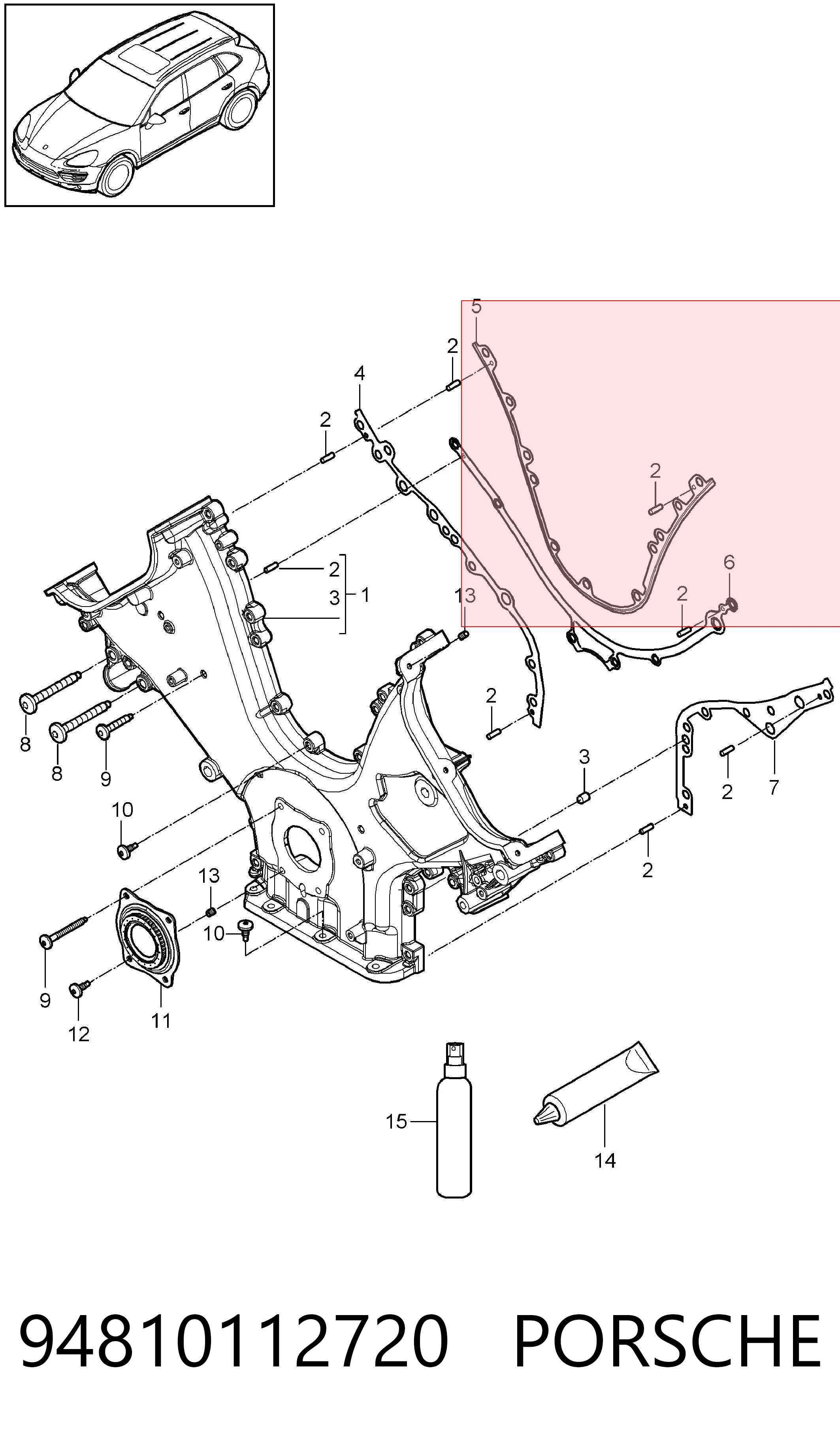 Junta de tapa frontal del motor en V para Porsche Cayenne II 92A