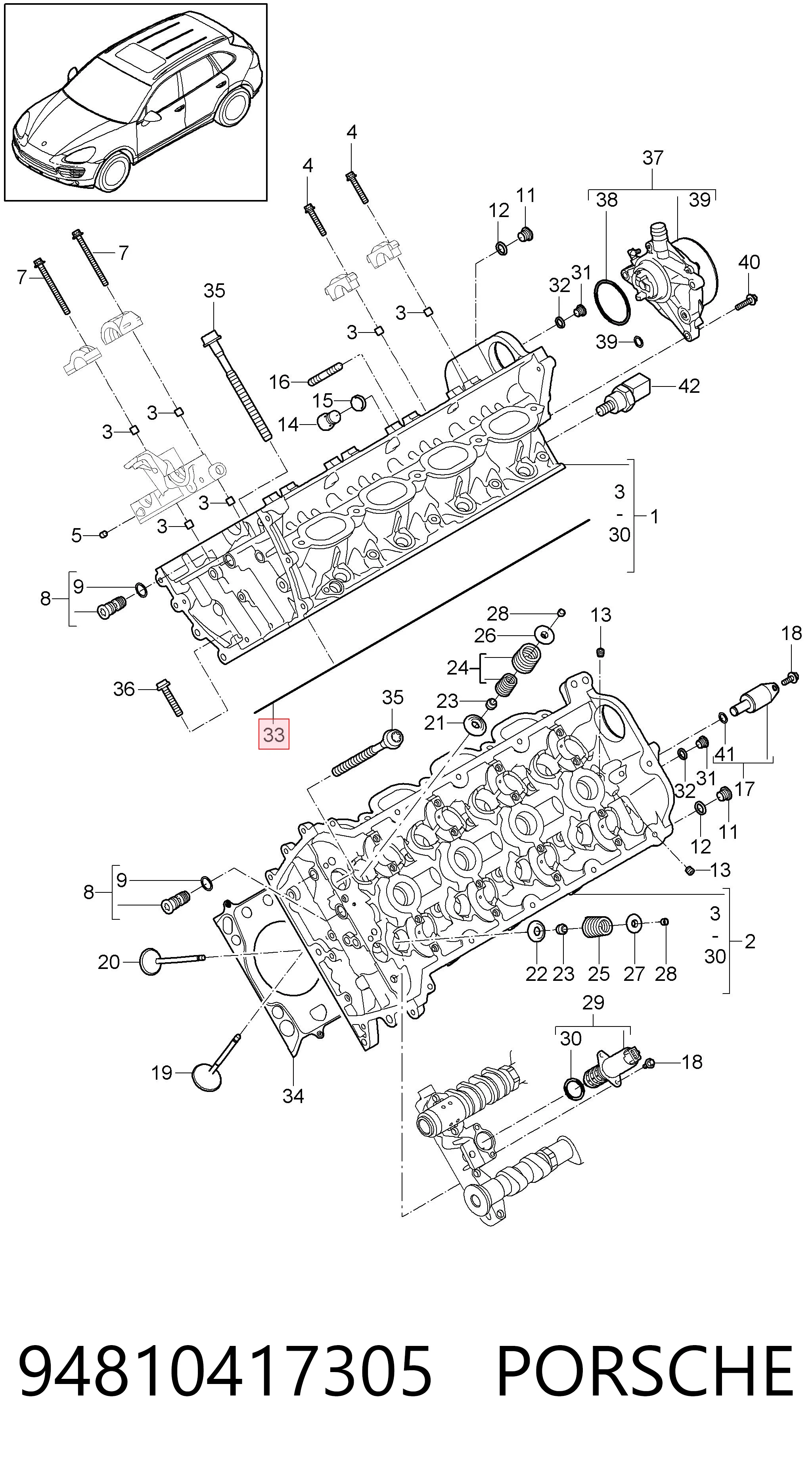 94810417305 Porsche Empaque de culata derecha