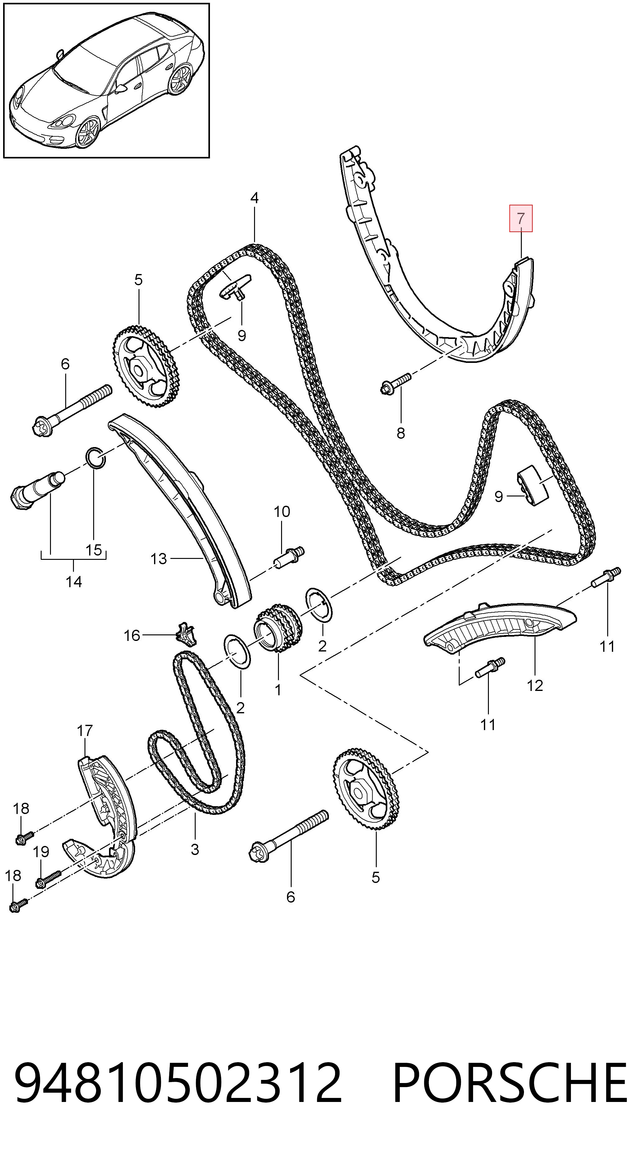 Tensor superior de cadena de distribución para Porsche Cayenne II 92A