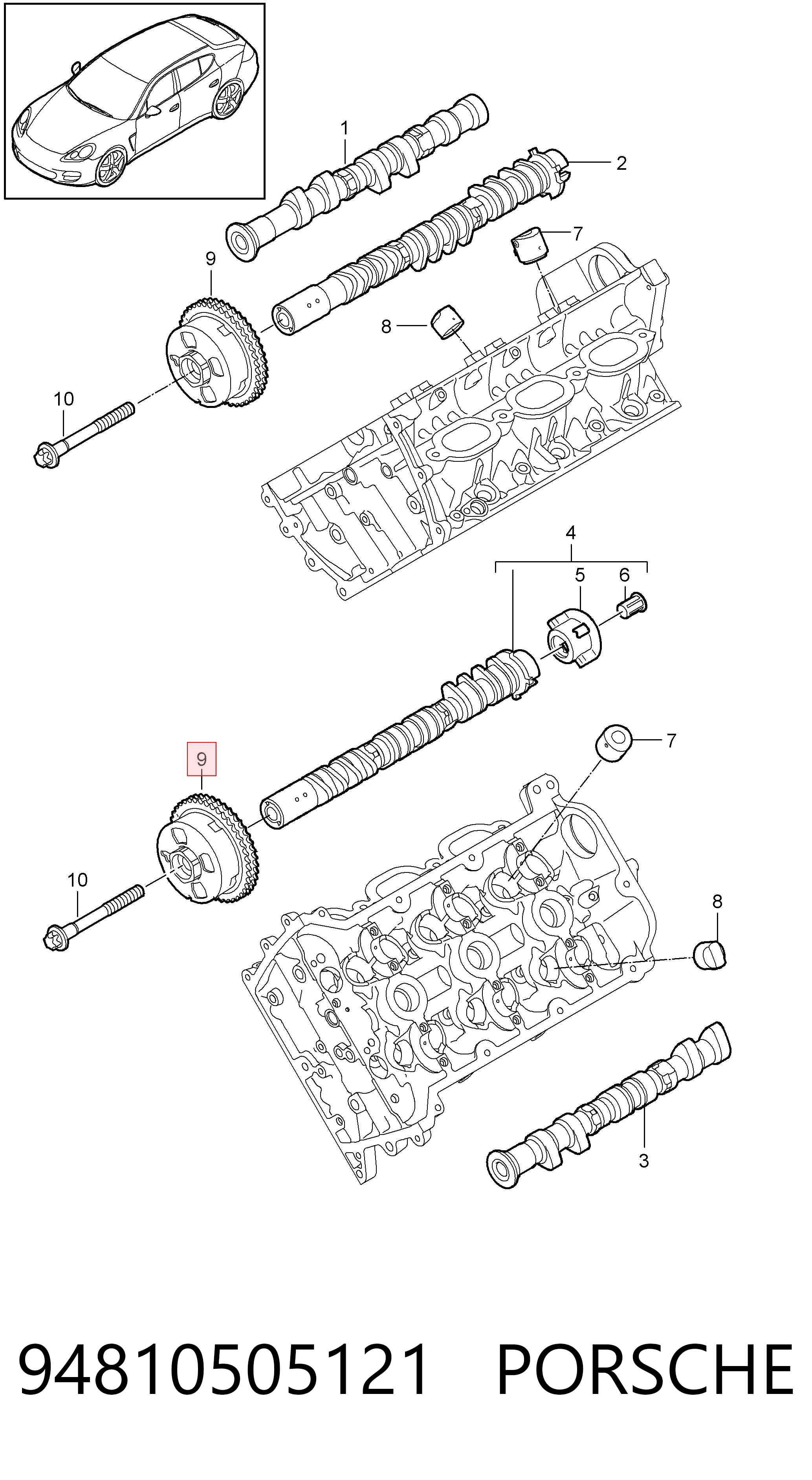 Piñón cadena distribución Porsche Cayenne II (92A)