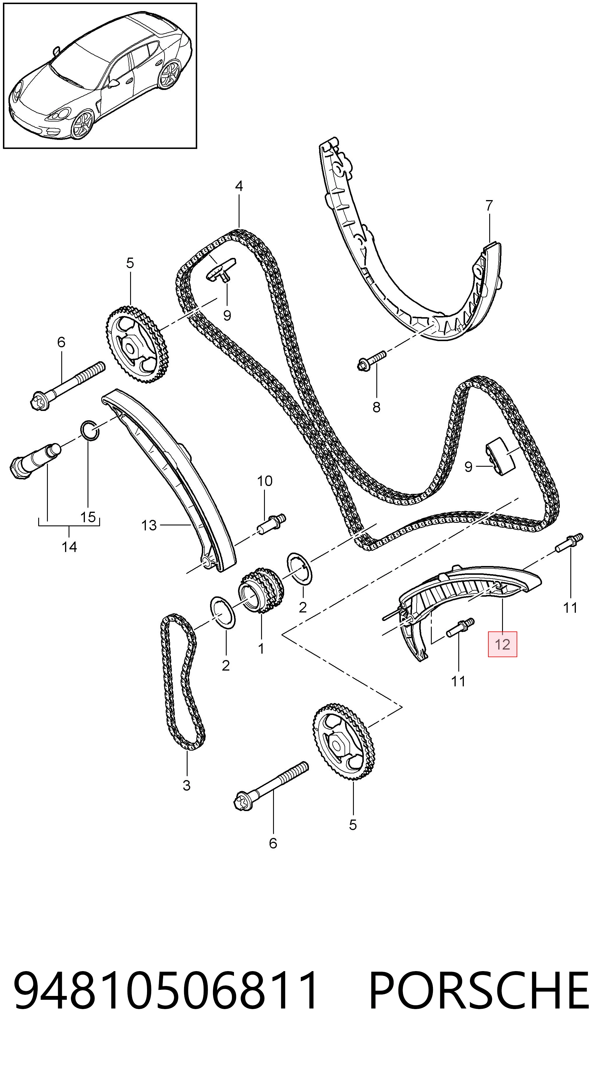 Guía izquierda de cadena de distribución para Porsche Cayenne II 92A