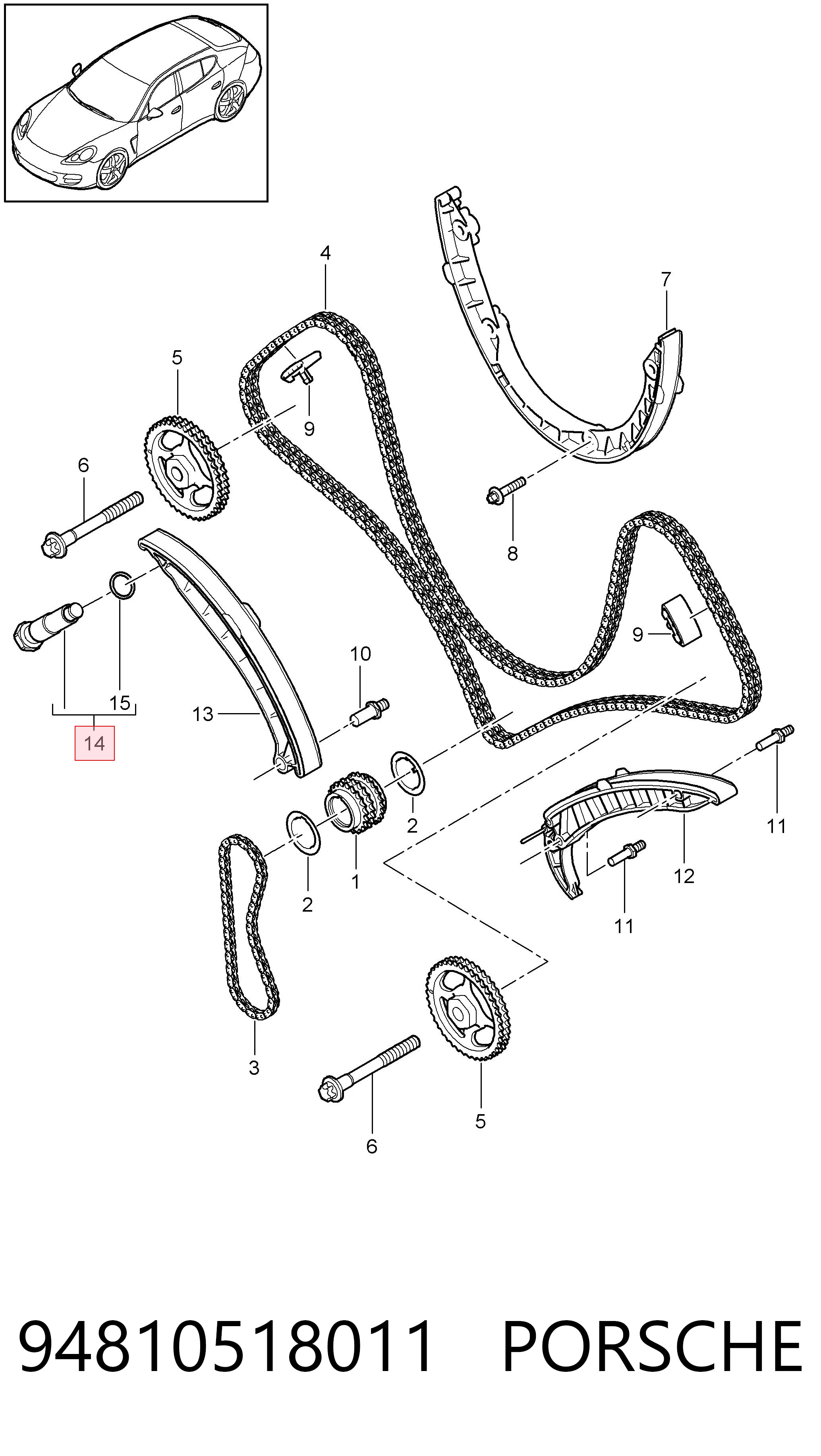 94810518011 Porsche Tensor de cadena de distribución