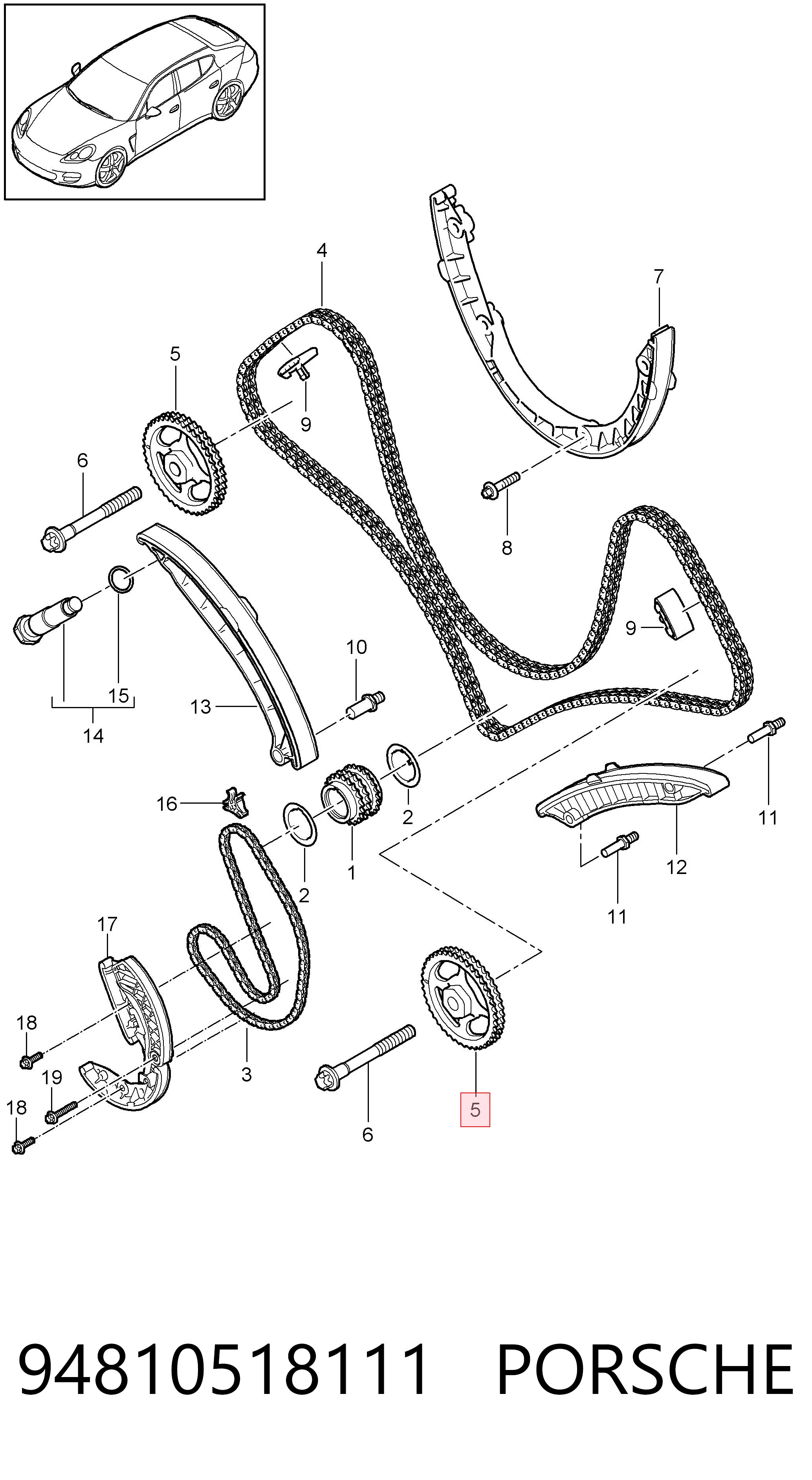 94810518111 Porsche Engranaje árbol de levas